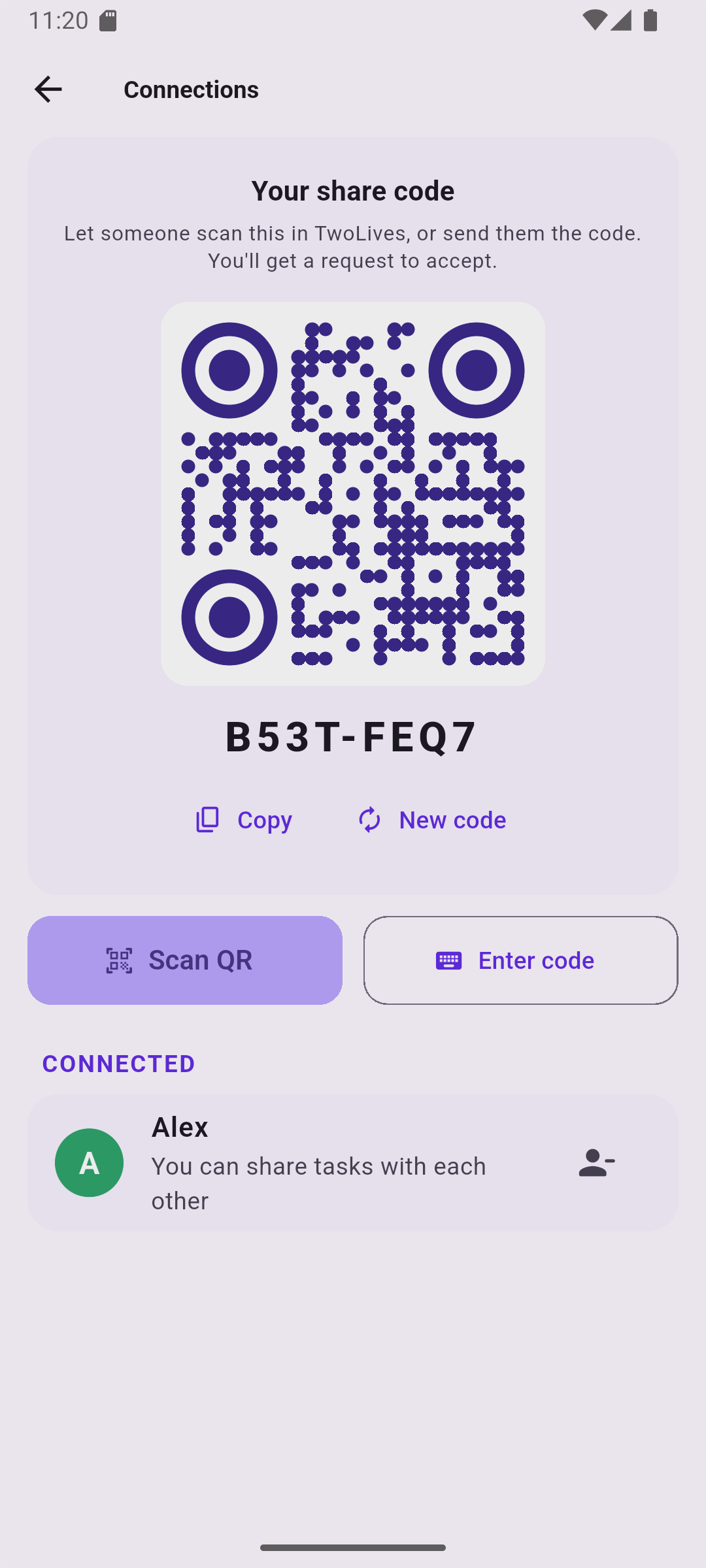 Share code and QR