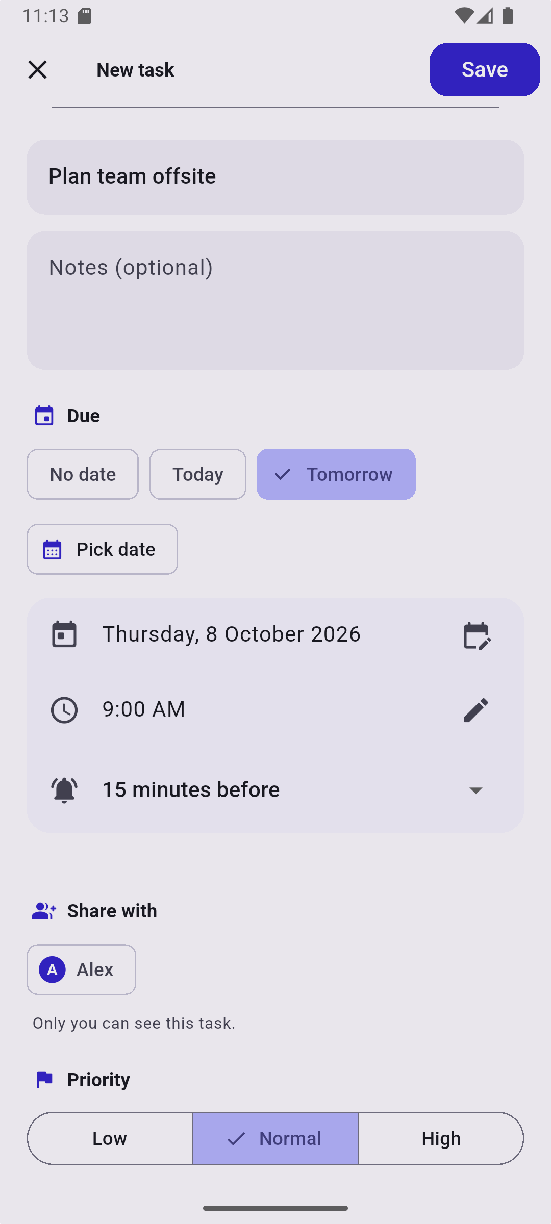 Task editor with sharing